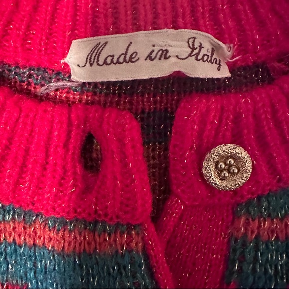 Vintage 1980's Italian Mohair Wool Bright Colored Geometric Long Sleeve Sweater - Picture 15 of 15